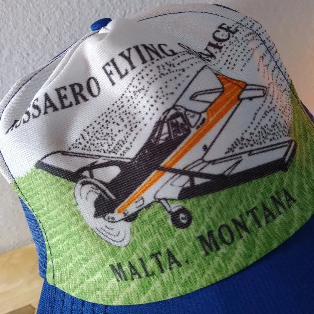 Vintage Russaero Flying Service Crop Dust Snap Back Trucker Hat